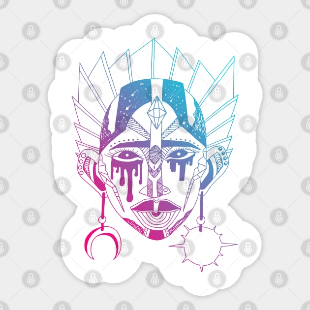 Dual Color African Mask No 12 Sticker by kenallouis